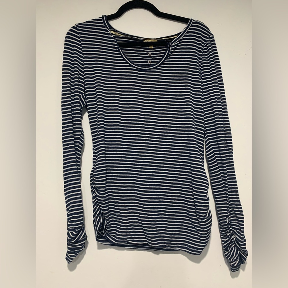 Navy and White Striped Long Sleeved Top
